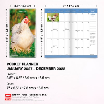 2027-2028 BrownTrout Chickens 3.5" x 6.5" Monthly Planner (9798330710249)