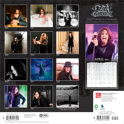2027 BrownTrout Ozzy Osbourne 12 x 12 Monthly Wall Calendar (9798330716104)