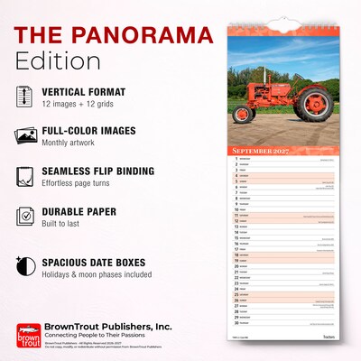 2027 BrownTrout Tractors 5.7" x 16.5" Monthly Slimline Wall Calendar (9798330710270)