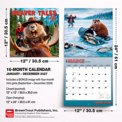 2027 BrownTrout Beaver Tales 12" x 12" Monthly Wall Calendar (9798330716180)