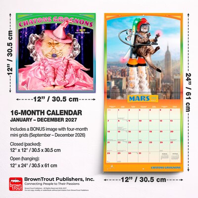 2027 BrownTrout Avanti Chatons Grognons 12" x 12" Monthly Wall Calendar (9798330714995)