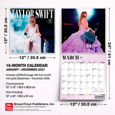 2027 BrownTrout Taylor Swift 12" x 12" Monthly Wall Calendar (9798330715190)