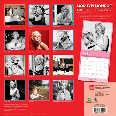 2027 BrownTrout Marilyn Monroe 12 x 12 Monthly Wall Calendar (9798330715169)
