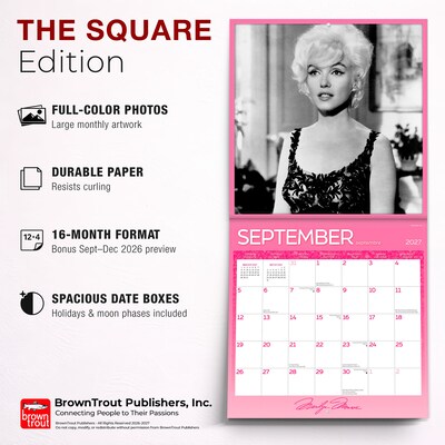 2027 BrownTrout Marilyn Monroe 12" x 12" Monthly Wall Calendar (9798330715169)
