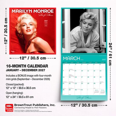 2027 BrownTrout Marilyn Monroe 12" x 12" Monthly Wall Calendar (9798330715169)