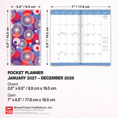 2027-2028 BrownTrout Vintage Blooms 3.5" x 6.5" Monthly Planner (9798330710195)
