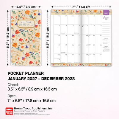 2027-2028 BrownTrout Tuscan Delight 3.5" x 6.5" Monthly Planner (9798330710188)