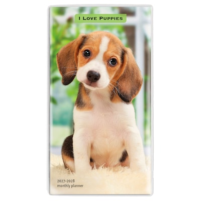2027-2028 BrownTrout I Love Puppies 3.5 x 6.5 Monthly Planner (9798330710232)