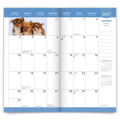 2027-2028 BrownTrout I Love Puppies 3.5" x 6.5" Monthly Planner (9798330710232)