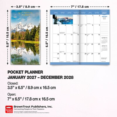 2027-2028 BrownTrout National Parks 3.5" x 6.5" Monthly Planner (9798330710133)