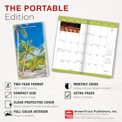 2027-2028 BrownTrout Tropical Islands 3.5" x 6.5" Monthly Planner (9798330710218)