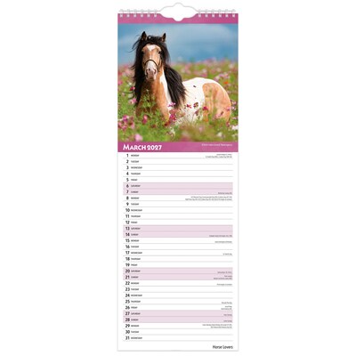 2027 BrownTrout Horse Lovers 5.7" x 16.5" Monthly Slimline Wall Calendar (9798330710294)