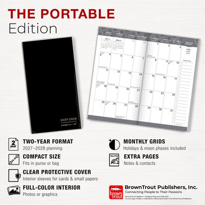 2027-2028 BrownTrout ViewPoint 3.5" x 6.5" Monthly Planner, Black (9798330710263)