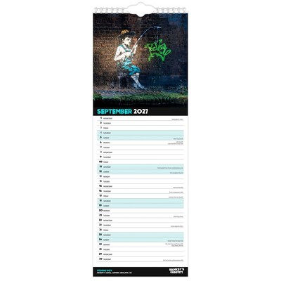 2027 BrownTrout Banksy's Graffiti 5.7" x 16.5" Monthly Slimline Wall Calendar (9798330713004)