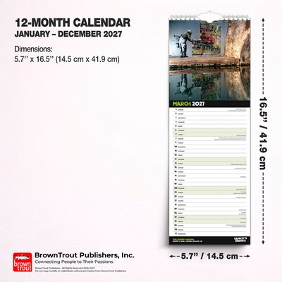 2027 BrownTrout Banksy's Graffiti 5.7" x 16.5" Monthly Slimline Wall Calendar (9798330713004)