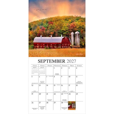 2027 BrownTrout Beckoning Barns 7" x 7" Monthly Wall Calendar (9781773728827)