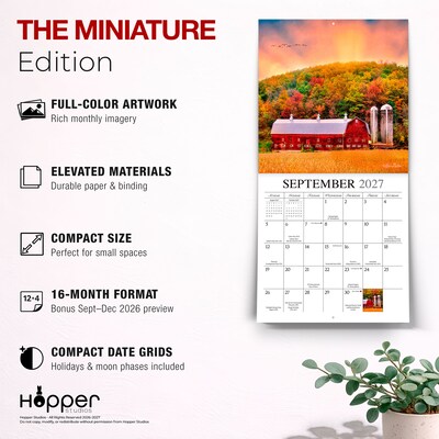 2027 BrownTrout Beckoning Barns 7" x 7" Monthly Wall Calendar (9781773728827)