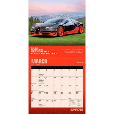 2027 BrownTrout Supercars 7" x 7" Monthly Wall Calendar (9798330709557)
