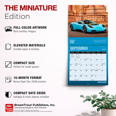 2027 BrownTrout Supercars 7" x 7" Monthly Wall Calendar (9798330709557)