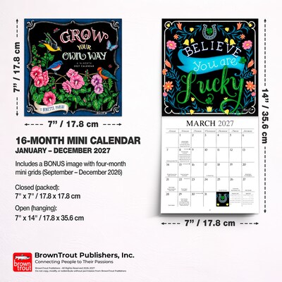 2027 BrownTrout Grow Your Own Way 7" x 7" Monthly Wall Calendar (9781773728902)