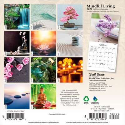 2027 BrownTrout Mindful Living 7 x 7 Monthly Wall Calendar (9798330713943)