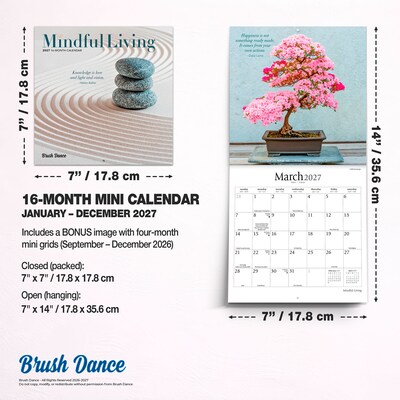 2027 BrownTrout Mindful Living 7" x 7" Monthly Wall Calendar (9798330713943)