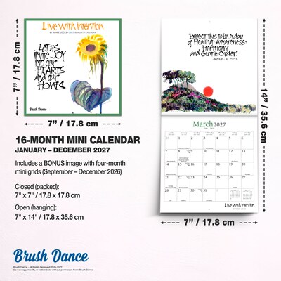 2027 BrownTrout Live with Intention 7" x 7" Monthly Wall Calendar (9798330713301)