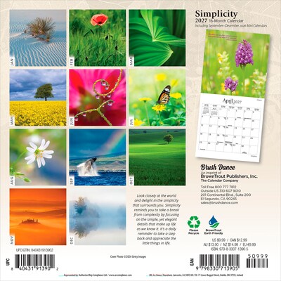 2027 BrownTrout Simplicity 7 x 7 Monthly Wall Calendar (9798330713905)