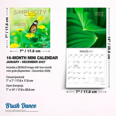 2027 BrownTrout Simplicity 7" x 7" Monthly Wall Calendar (9798330713905)
