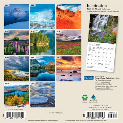 2027 BrownTrout Inspiration 7 x 7 Monthly Wall Calendar (9798330714957)