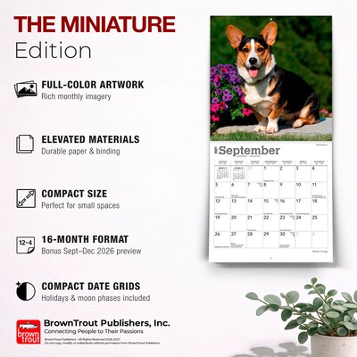 2027 BrownTrout Welsh Corgis 7" x 7" Monthly Wall Calendar (9798330710102)