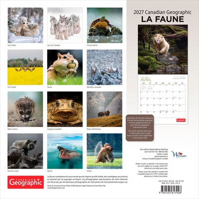 2027 BrownTrout Canadian Geographic La faune 12 x 12 Monthly Wall Calendar (9781525617928)