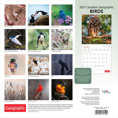 2027 BrownTrout Canadian Geographic Birds 12 x 12 Monthly Wall Calendar (9781525617195)