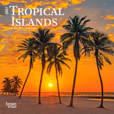 2027 BrownTrout Tropical Islands 7 x 7 Monthly Wall Calendar (9798330709694)