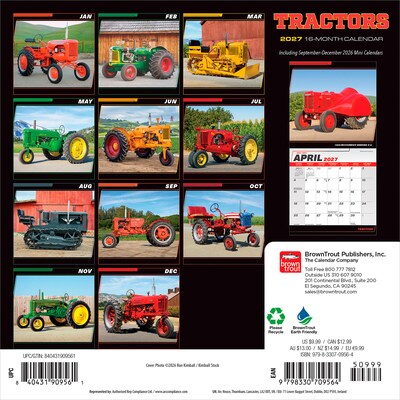2027 BrownTrout Tractors 7 x 7 Monthly Wall Calendar (9798330709564)
