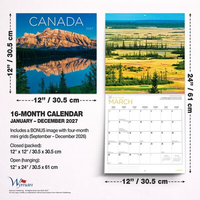 2027 BrownTrout Canada 12" x 12" Monthly Wall Calendar (9781525617263)