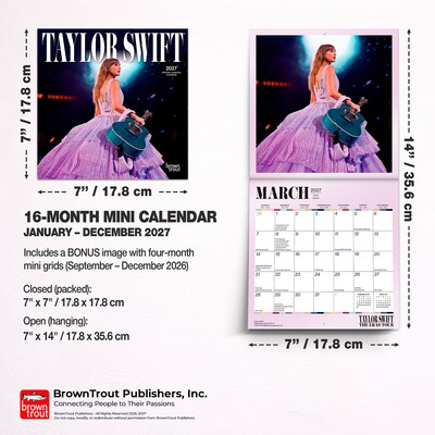 2027 BrownTrout Taylor Swift 7" x 7" Monthly Wall Calendar (9798330713394)