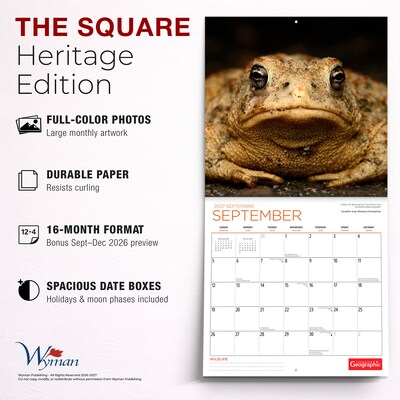 2027 BrownTrout Canadian Geographic Wildlife 12" x 12" Monthly Wall Calendar (9781525617881)