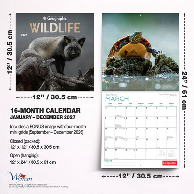2027 BrownTrout Canadian Geographic Wildlife 12" x 12" Monthly Wall Calendar (9781525617881)