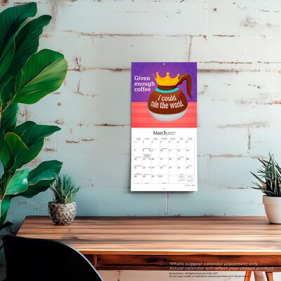 2027 BrownTrout But First Coffee 7" x 7" Monthly Wall Calendar (9798330713936)