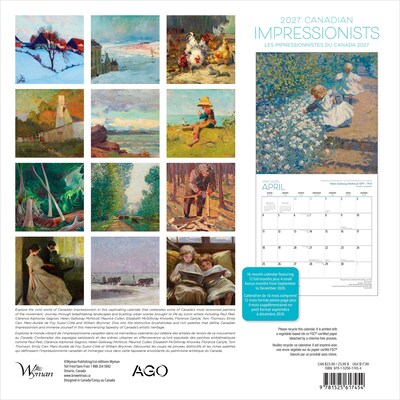 2027 BrownTrout Canadian Impressionists AGO 12 x 12 Monthly Wall Calendar (9781525617454)