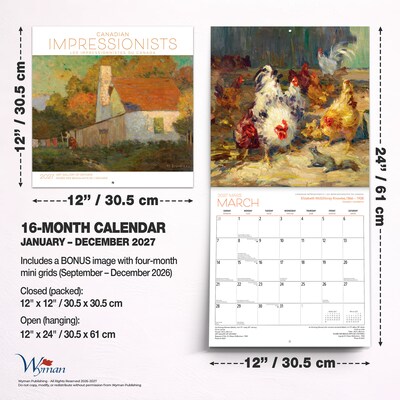 2027 BrownTrout Canadian Impressionists AGO 12" x 12" Monthly Wall Calendar (9781525617454)