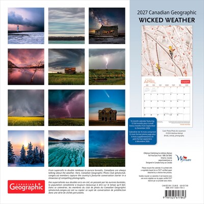 2027 BrownTrout Canadian Geographic Wicked Weather 12 x 12 Monthly Wall Calendar (9781525617843)