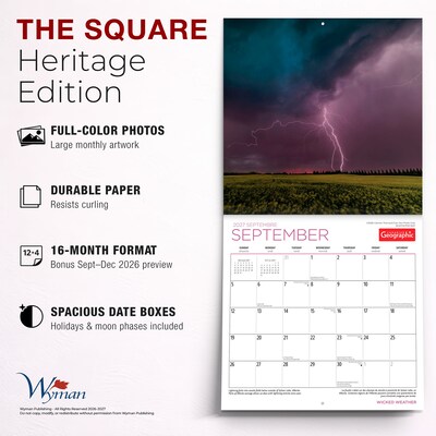 2027 BrownTrout Canadian Geographic Wicked Weather 12" x 12" Monthly Wall Calendar (9781525617843)