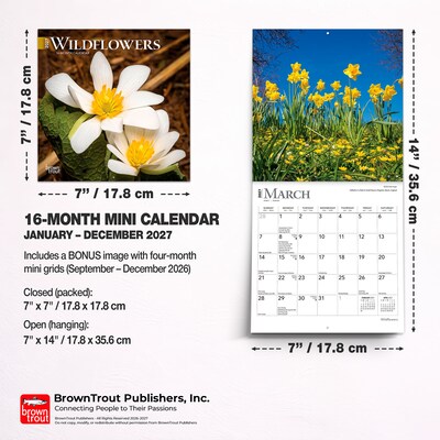 2027 BrownTrout Wildflowers 7" x 7" Monthly Wall Calendar (9798330709618)
