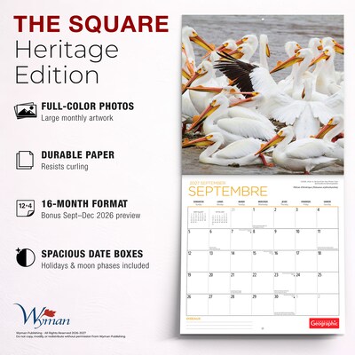 2027 BrownTrout Canadian Geographic Oiseaux 12" x 12" Monthly Wall Calendar (9781525617638)