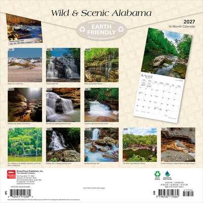 2027 BrownTrout Alabama Wild & Scenic 12 x 12 Monthly Wall Calendar (9798330710362)