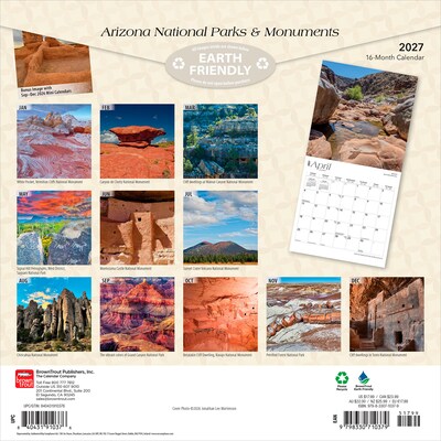 2027 BrownTrout Arizona National Parks & Monuments 12 x 12 Monthly Wall Calendar (9798330710379)