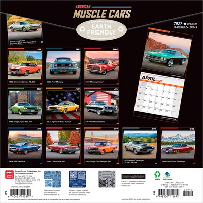 2027 BrownTrout American Muscle Cars 12 x 12 Monthly Wall Calendar (9798330712892)