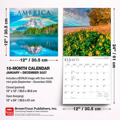 2027 BrownTrout America 12" x 12" Monthly Wall Calendar (9798330710300)